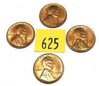 Lot, of 4 1954-S cents, Unc.