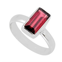 Natural Radiant 3.94ct Garnet Solitaire Ring