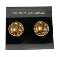 Solid Gold Tone Round Screw Back Earrings