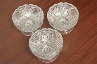 Lot of 3 Pressed Glass Small Bowls