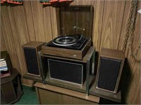 Stand, JVC Record Player and Speakers