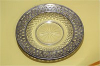 A Sterling and Cut Glass Plate