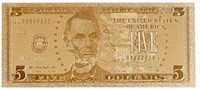 24k Plated $5 Bill Novelty Banknote
