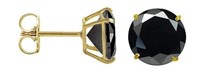 14k Gold Round .22ct Black Onyx Stud Earrings