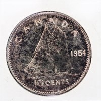 Canada 1954 Silver Ten Cents ICCS PL66