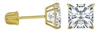 14k Gold Princess .36ct White Topaz Stud Earrings