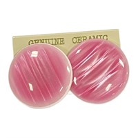 Bold Round Pink 80's Style Earrings