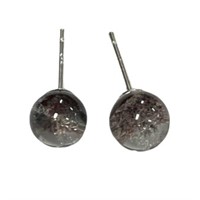 Natural Round Quartz With Minerals Stud Earrings