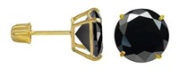 14k Gold Round 4.08ct Black Onyx Stud Earrings
