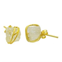 Gold-pl. Natural 7.53ct Serpentine Wire Earrings