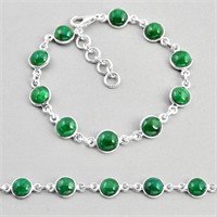 Natural Round 22.09ct Green Jade Tennis Bracelet