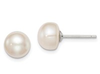 Natural Round White Freshwater Pearl Earrings