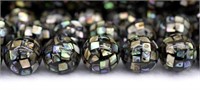 12mm Round Mosaic Abalone Shell Beads 8pcs