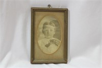 Framed Vintage Black and White Photograph of a Boy
