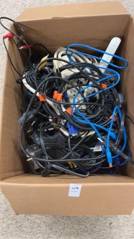 Large lot of cables, surge protectors and other