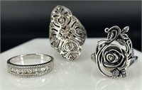 3 Beautiful Marked 925 Rings
