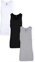 (White) Size 3X-Large Hanes Mens Ribbed Tank,