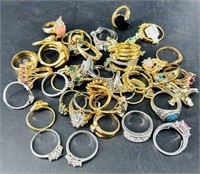 Large Lot Of Various Rings