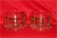 Pair of Oriental Motif Glass Bowl