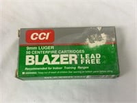 Blazer 9MM Luger Leade Free Ammo - Full Box - 50 Q