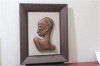 A Framed 3 Dimensional African Wooden Bust