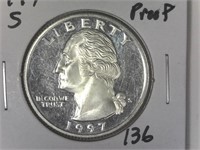 1997-S Silver Proof  Washington Quarter