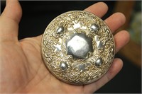 Ornate Silverplate Round Mirror