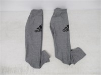 2-Pk Adidas Girl's LG Legging, Grey Large