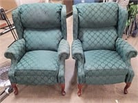 Green Patterned Pushback Recliners