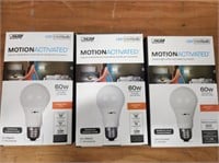 3 - 60W Motion Activated Light Bulbs