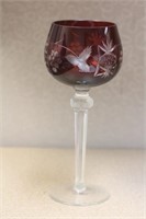 Ruby Red Cut Glass Goblet