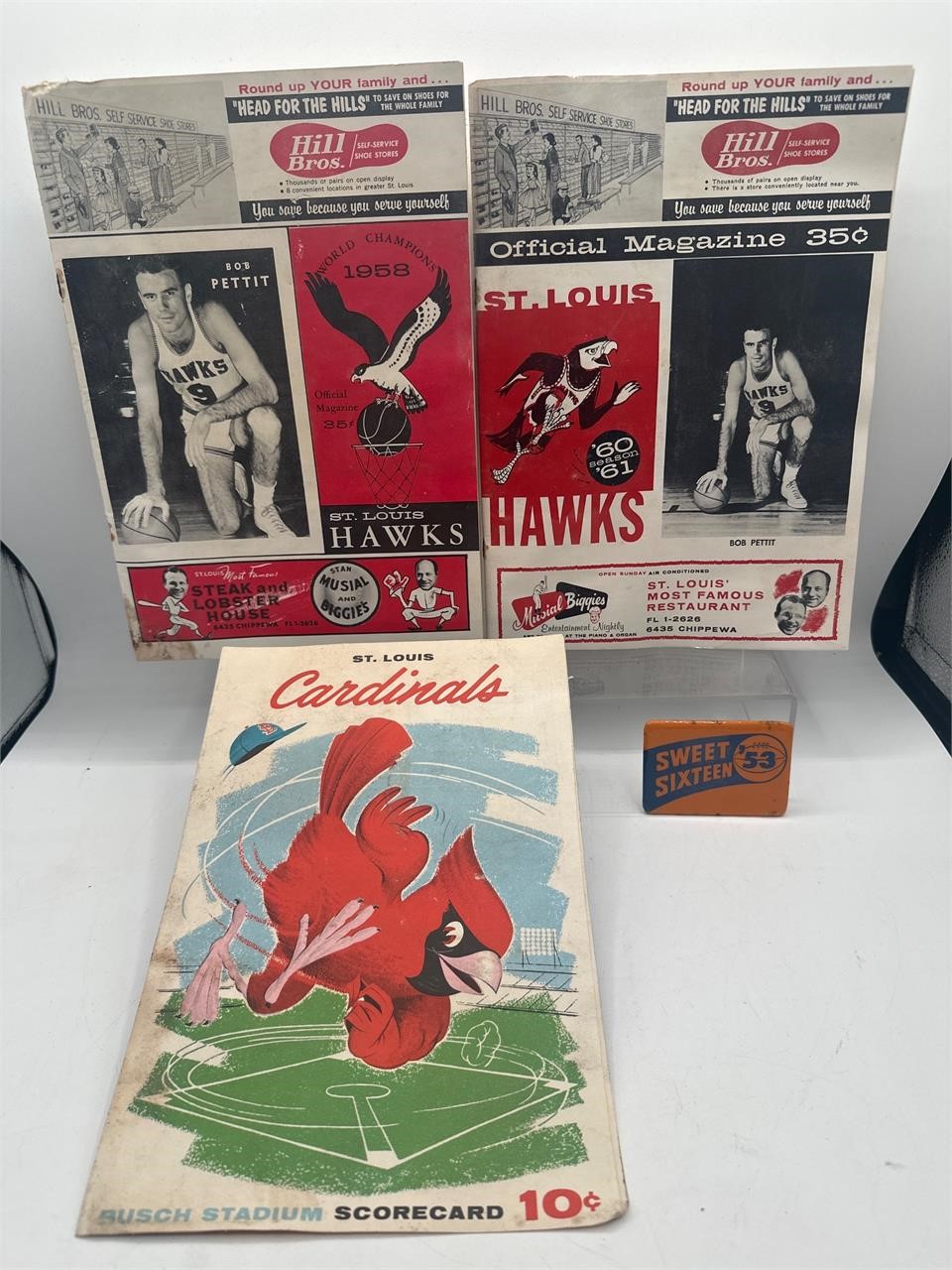 Vintage St. Louis Cardinals and Hawks scorecard