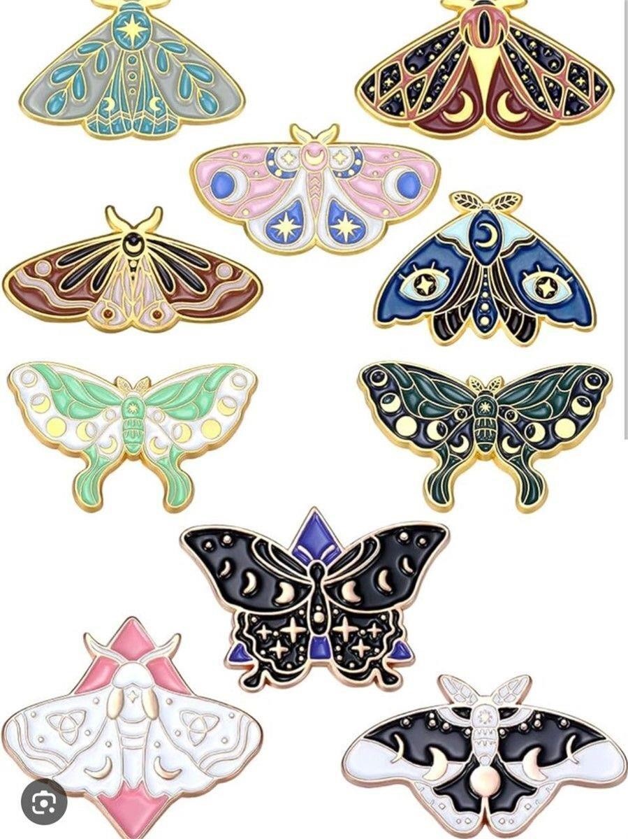 10 PIECES BUTTERFLY ENAMEL PINS SET