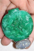Sterling Nephrite and Geode Brooch Pendant