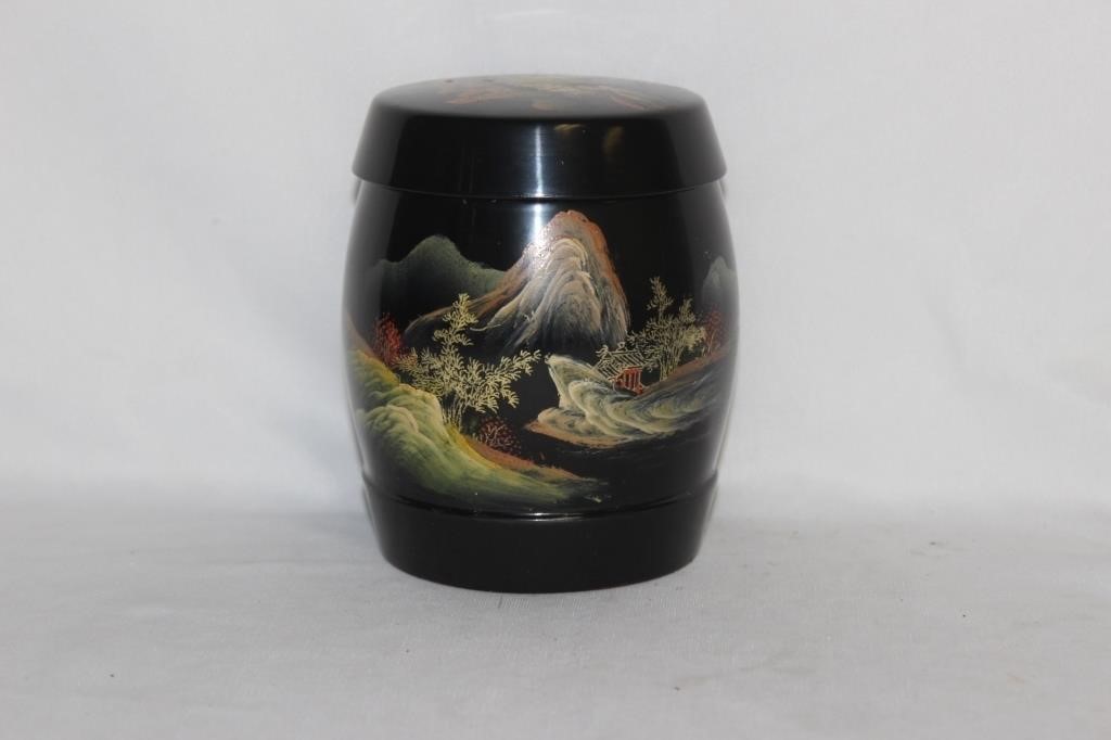 Asian Lacquer Drum Container