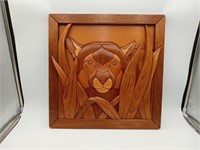 Carved Wood Panther panel