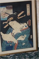 Antique Japanese 19th C Toyukuni Wooblock