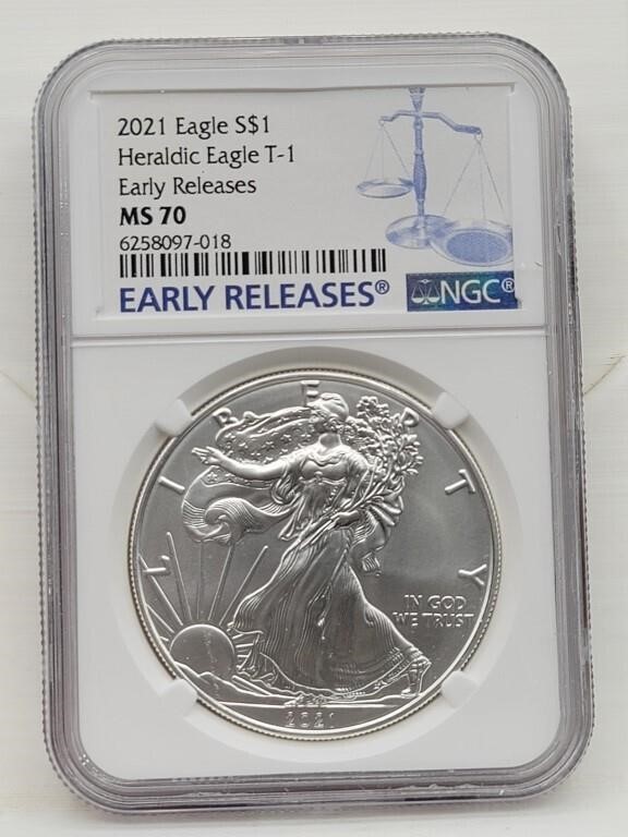 2021 American Eagle 1 Oz Silver Dollar - MS 70