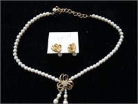 Costume Jewelry Necklace & Pierced Earrings