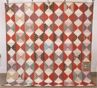 1800s Brown, Red, & Gray Scrap Quilt