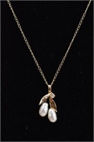 14K Gold Diamond & Freshwater Pearl Necklace