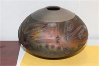 A KC Klug Raku Pottery Vessel