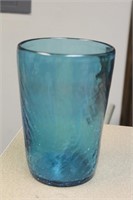 Teal Glass taper Cylinder Vase