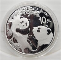 2021 China Panda 30 g Fine Silver 10 Yuan Coin