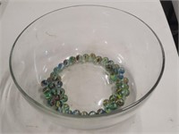 Glass Bowl W/Assorted Marbles