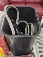 Black Trash Can W/Jumper Cables