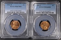 1942-D & 1949-S LINCOLN CENTS PCGS MS66RD & MS67RD
