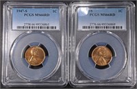 1947-S & 1949-S LINCOLN CENTS PCGS MS66RD