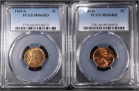 1949-S & 1950-D LINCOLN CENTS PCGS MS66RD