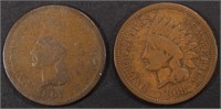 1867 AG DAMAGE & 1868 GOOD INDIAN CENTS